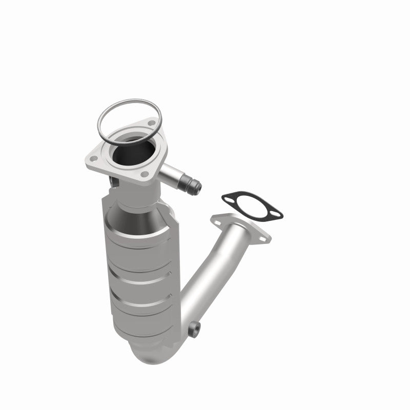 MagnaFlow 49230 oem grade direct-fit catalytic converter, opposite front three-quarter view of the turntable spin