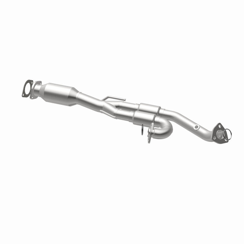 MagnaFlow 93669 hm grade direct-fit catalytic converter, opposite rear three-quarter view of the turntable spin