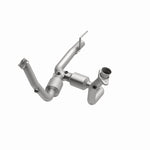 MagnaFlow 49494 oem grade direct-fit catalytic converter, opposite front three-quarter view of the turntable spin