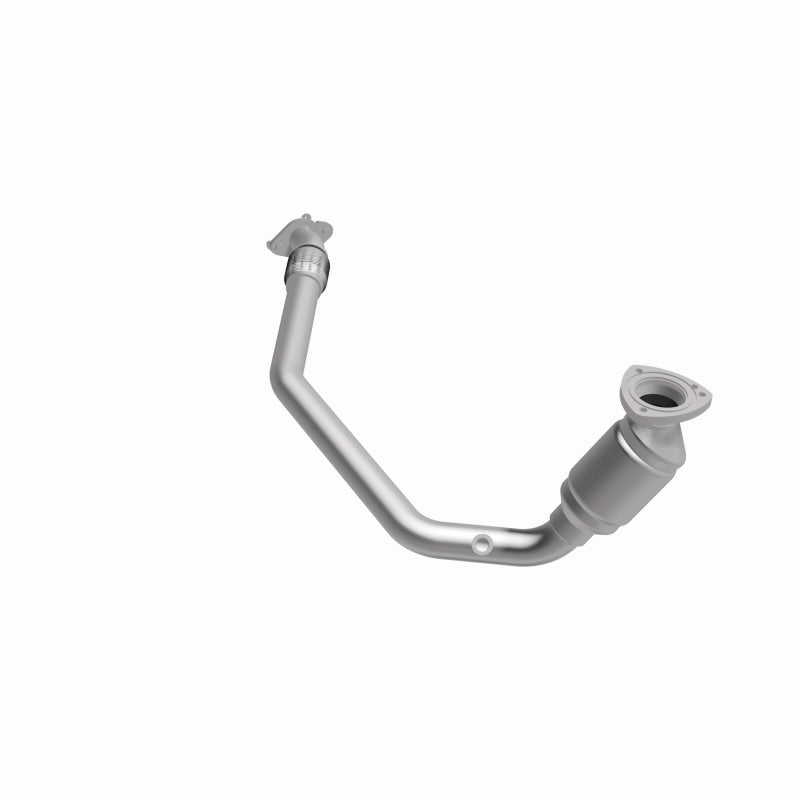 MagnaFlow 49228 oem grade direct-fit catalytic converter, front three-quarter view of the turntable spin