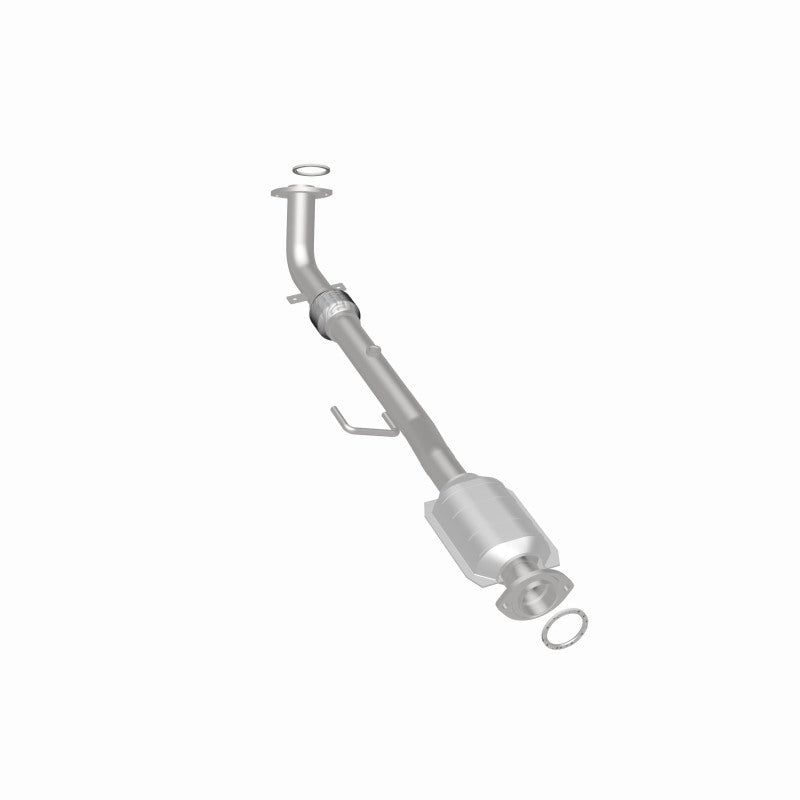 MagnaFlow 49556 oem grade direct-fit catalytic converter, rear three-quarter view of the turntable spin
