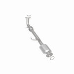MagnaFlow 49556 oem grade direct-fit catalytic converter, rear three-quarter view of the turntable spin
