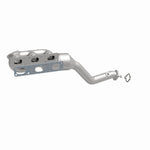 MagnaFlow 452465 carb manifold converter, front three-quarter view of the turntable spin