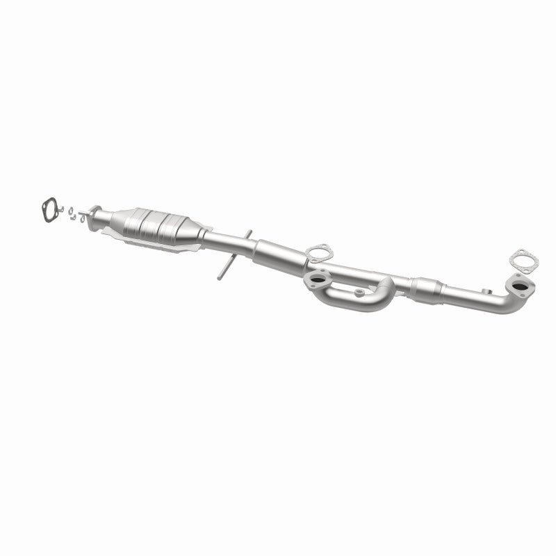 MagnaFlow 24395 hm grade direct-fit catalytic converter, opposite rear three-quarter view of the turntable spin