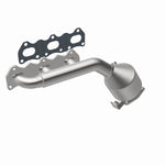 MagnaFlow 452060 carb manifold converter, front three-quarter view of the turntable spin