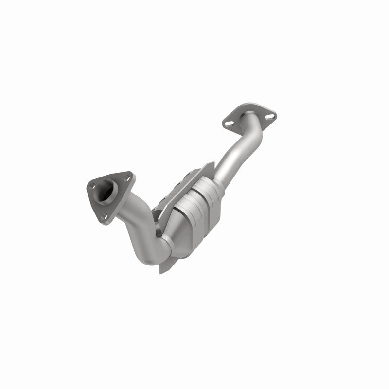 MagnaFlow 93224 hm grade direct-fit catalytic converter, opposite front three-quarter view of the turntable spin