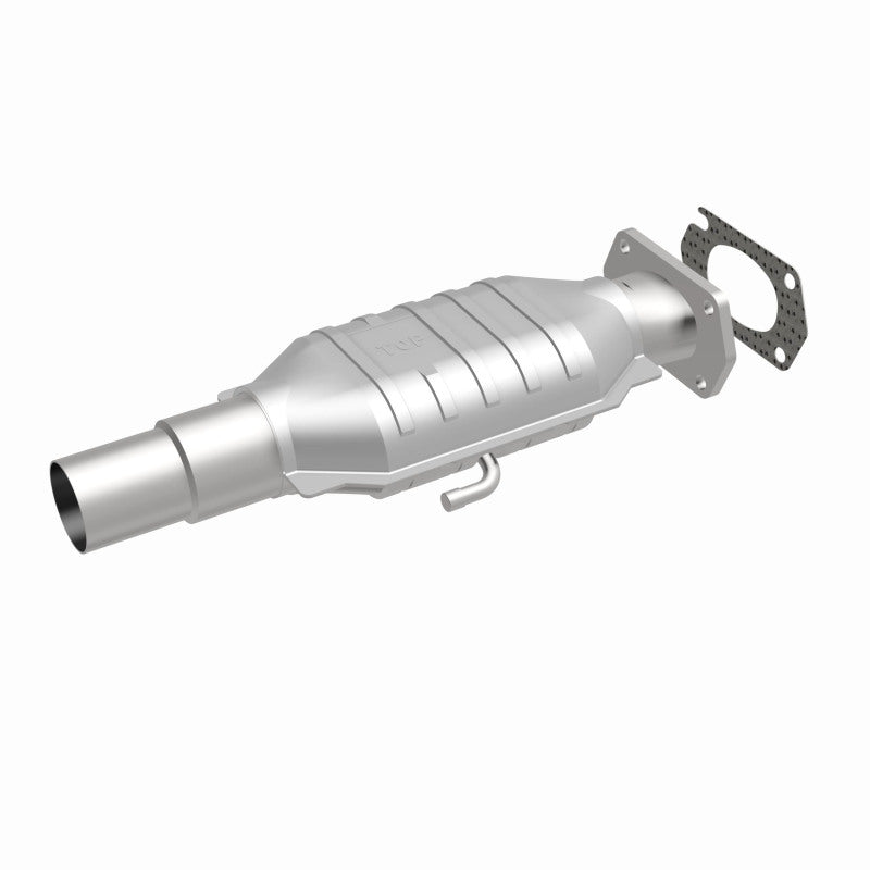 MagnaFlow 93439 epa direct-fit catalytic converter, front three-quarter view of the turntable spin