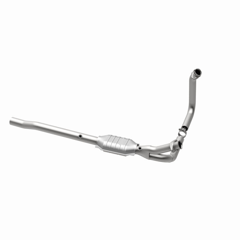 MagnaFlow 93616 hm grade direct-fit catalytic converter, opposite rear three-quarter view of the turntable spin