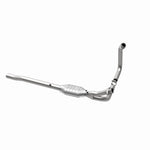 MagnaFlow 93616 hm grade direct-fit catalytic converter, opposite rear three-quarter view of the turntable spin