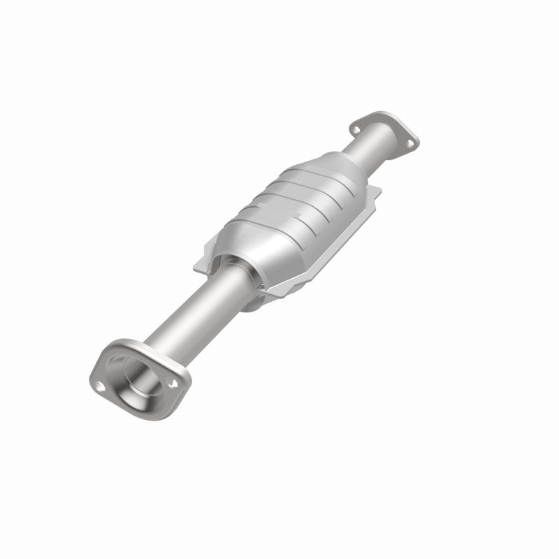 MagnaFlow 49570 oem grade direct-fit catalytic converter, opposite front three-quarter view of the turntable spin