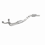 MagnaFlow 93381 hm grade direct-fit catalytic converter, front three-quarter view of the turntable spin
