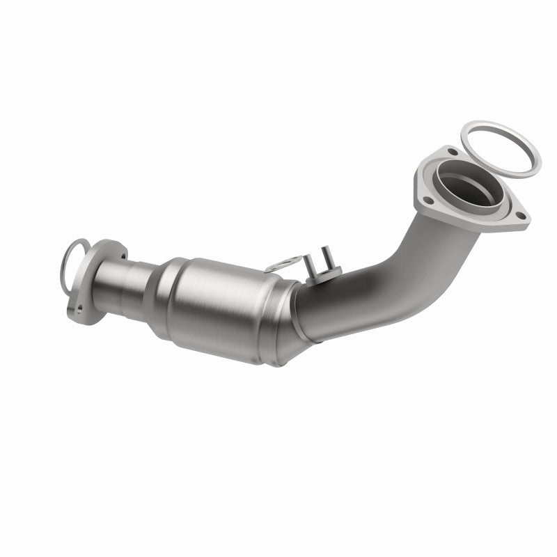 MagnaFlow 93258 hm grade direct-fit catalytic converter, opposite rear three-quarter view of the turntable spin