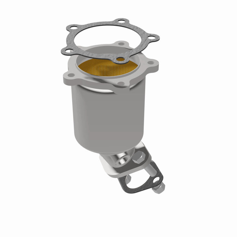 MagnaFlow 24243 hm grade direct-fit catalytic converter, front three-quarter view of the turntable spin