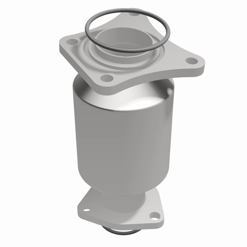 MagnaFlow 444032 carb direct-fit catalytic converter, front three-quarter view of the turntable spin