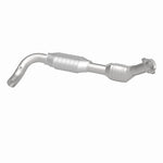 MagnaFlow 93325 hm grade direct-fit catalytic converter, opposite rear three-quarter view of the turntable spin