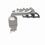 MagnaFlow 51272 oem grade manifold converter, opposite rear three-quarter view of the turntable spin