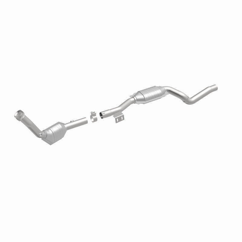 MagnaFlow 52115 oem grade direct-fit catalytic converter, front three-quarter view of the turntable spin