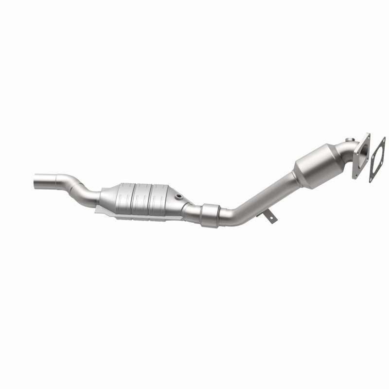MagnaFlow 24314 hm grade direct-fit catalytic converter, opposite rear three-quarter view of the turntable spin