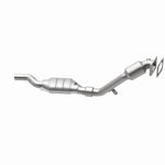 MagnaFlow 24314 hm grade direct-fit catalytic converter, opposite rear three-quarter view of the turntable spin