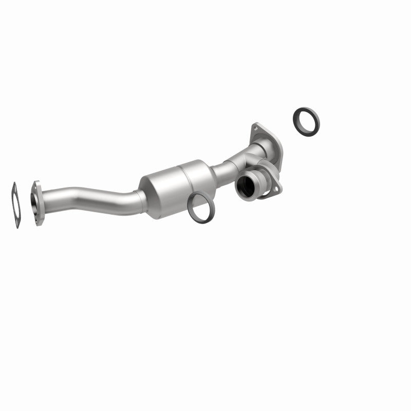 MagnaFlow 49512 oem grade direct-fit catalytic converter, front three-quarter view of the turntable spin