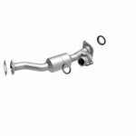 MagnaFlow 49512 oem grade direct-fit catalytic converter, front three-quarter view of the turntable spin