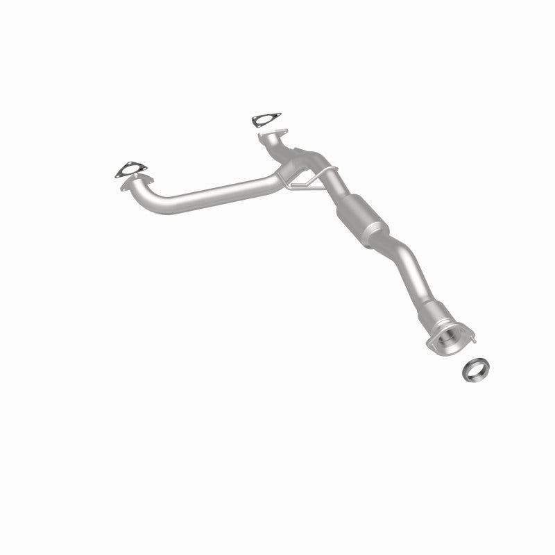MagnaFlow 52612 oem grade direct-fit catalytic converter, rear three-quarter view of the turntable spin