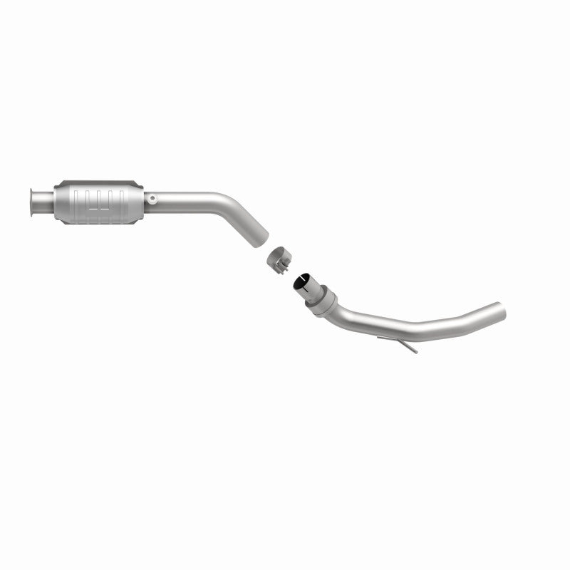 MagnaFlow 49031 oem grade direct-fit catalytic converter, front three-quarter view of the turntable spin