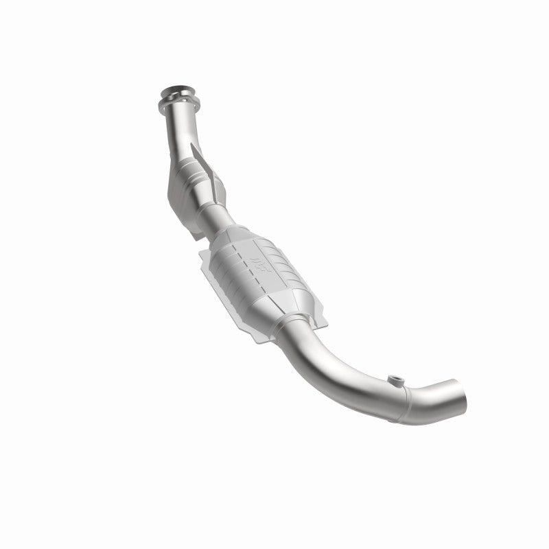 MagnaFlow 93325 hm grade direct-fit catalytic converter, rear three-quarter view of the turntable spin