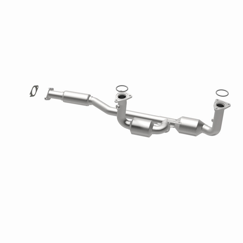 MagnaFlow 27503 hm grade direct-fit catalytic converter, opposite rear three-quarter view of the turntable spin