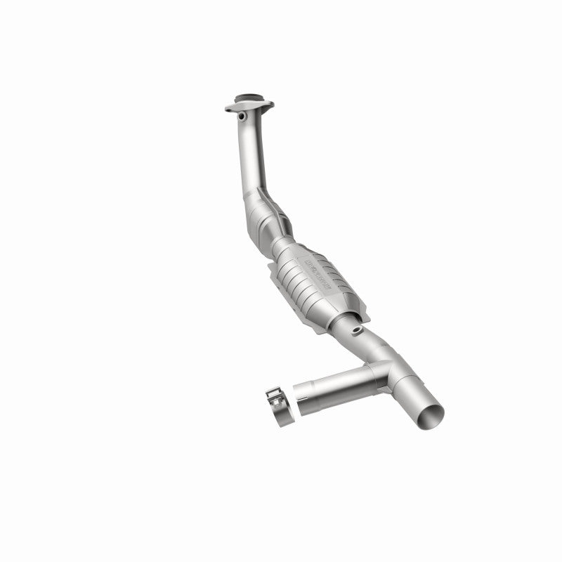 MagnaFlow 93128 hm grade direct-fit catalytic converter, rear three-quarter view of the turntable spin