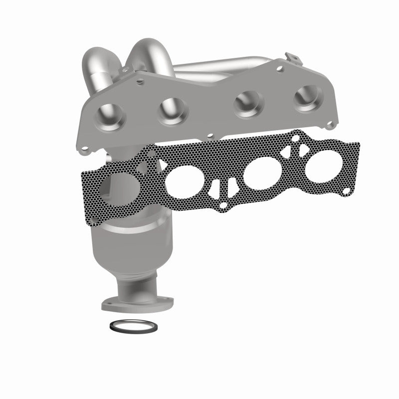 MagnaFlow 5531291 carb manifold converter, front three-quarter view of the turntable spin