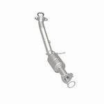 MagnaFlow 52035 oem grade direct-fit catalytic converter, rear three-quarter view of the turntable spin