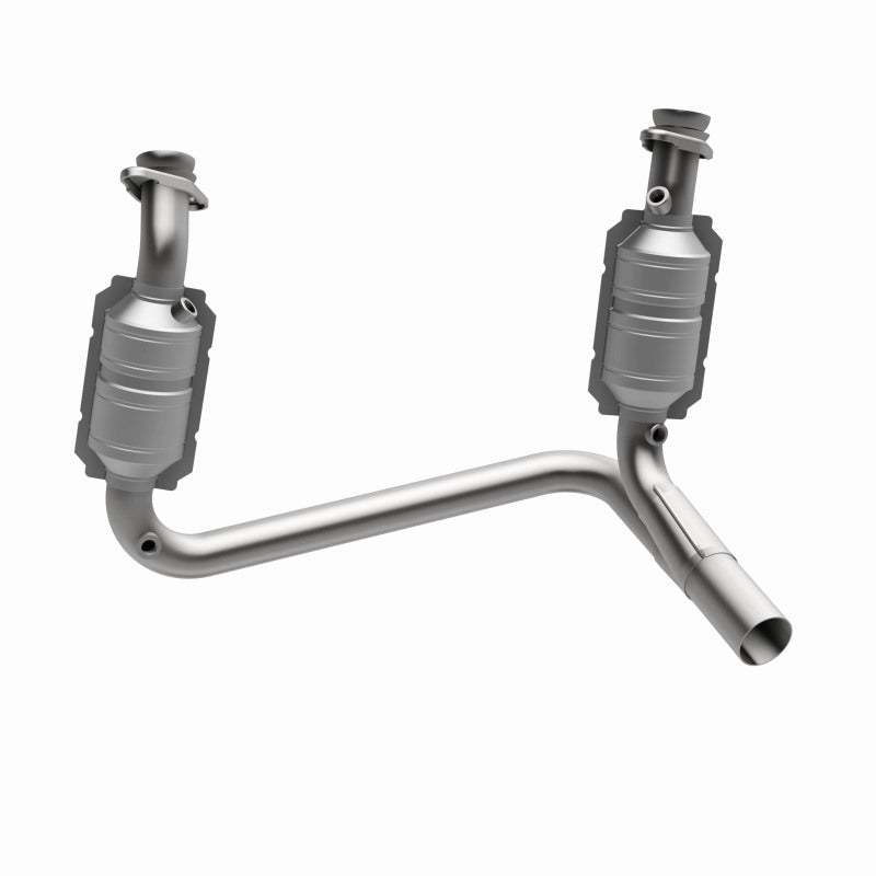 MagnaFlow 24770 hm grade direct-fit catalytic converter, rear three-quarter view of the turntable spin