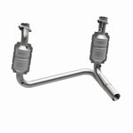 MagnaFlow 24770 hm grade direct-fit catalytic converter, rear three-quarter view of the turntable spin