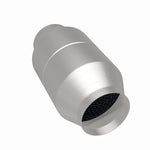 MagnaFlow 60110 universal catalytic converter, rear three-quarter view of the turntable spin