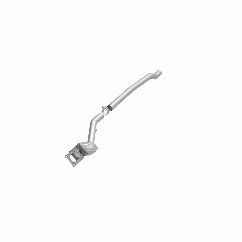 MagnaFlow 93277 hm grade direct-fit catalytic converter, opposite front three-quarter view of the turntable spin