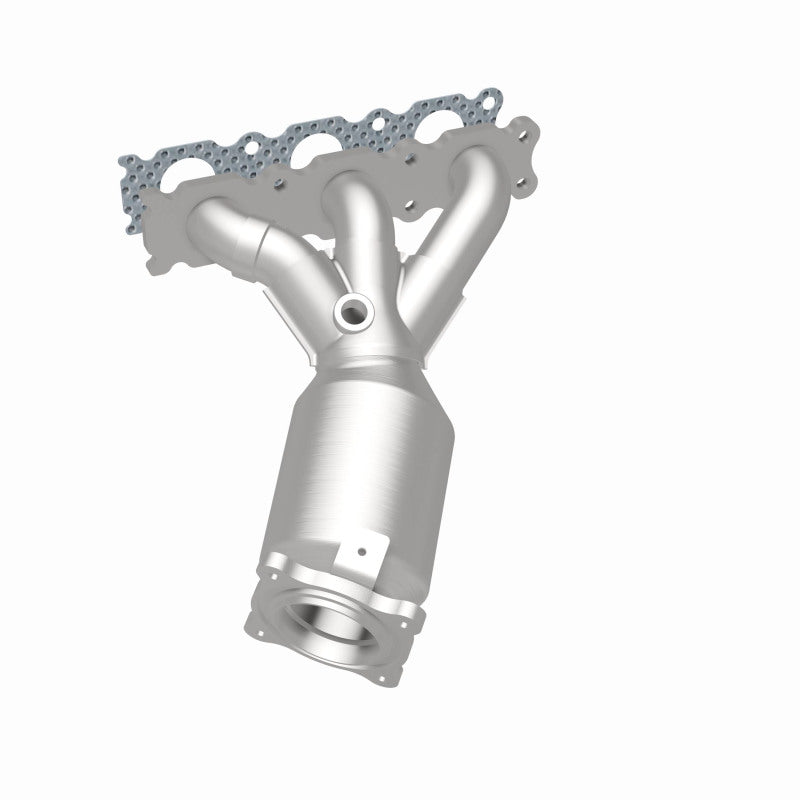 MagnaFlow 52167 oem grade manifold converter, rear three-quarter view of the turntable spin