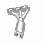 MagnaFlow 52167 oem grade manifold converter, rear three-quarter view of the turntable spin