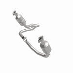MagnaFlow 93610 hm grade direct-fit catalytic converter, front three-quarter view of the turntable spin