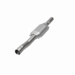 MagnaFlow 459000 carb direct-fit catalytic converter, opposite front three-quarter view of the turntable spin