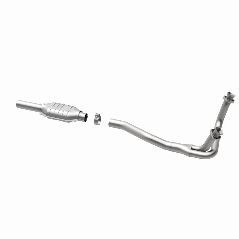 MagnaFlow 93314 epa direct-fit catalytic converter, opposite rear three-quarter view of the turntable spin