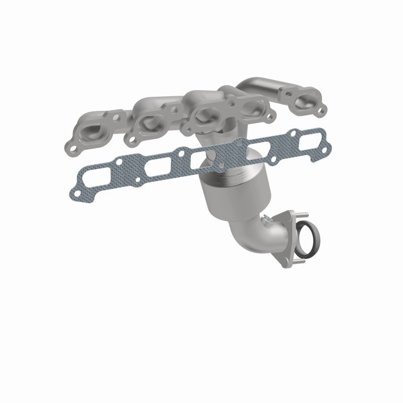 MagnaFlow 49353 oem grade manifold converter, front three-quarter view of the turntable spin