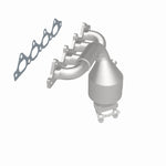 MagnaFlow 50655 hm grade manifold converter, opposite rear three-quarter view of the turntable spin
