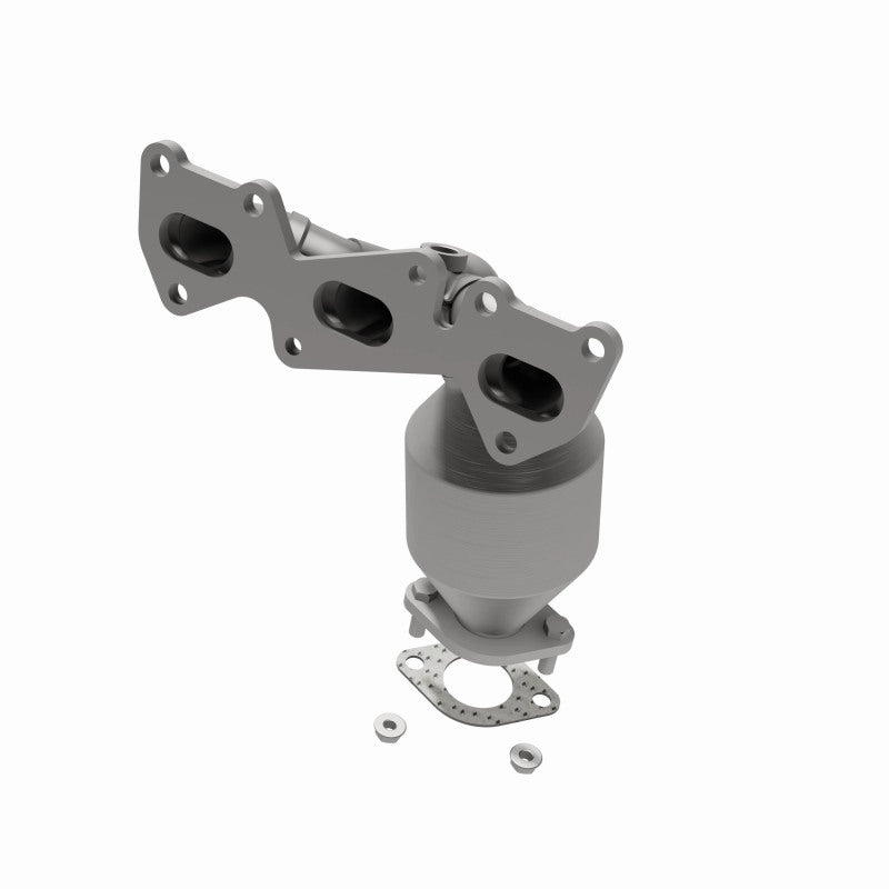 MagnaFlow 50445 hm grade manifold converter, opposite front three-quarter view of the turntable spin