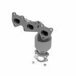 MagnaFlow 50445 hm grade manifold converter, opposite front three-quarter view of the turntable spin