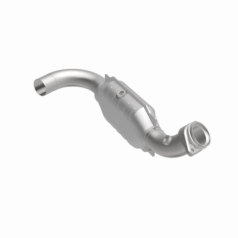 MagnaFlow 49498 oem grade direct-fit catalytic converter, front three-quarter view of the turntable spin