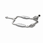 MagnaFlow 51127 oem grade direct-fit catalytic converter, opposite rear three-quarter view of the turntable spin