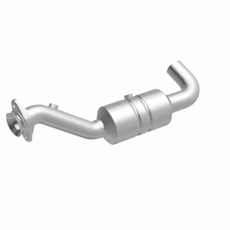MagnaFlow 52591 oem grade direct-fit catalytic converter, front three-quarter view of the turntable spin