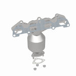 MagnaFlow 49272 oem grade manifold converter, rear three-quarter view of the turntable spin