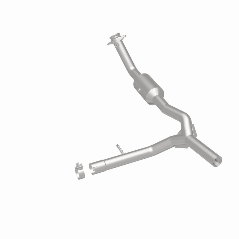 MagnaFlow 49695 oem grade direct-fit catalytic converter, rear three-quarter view of the turntable spin